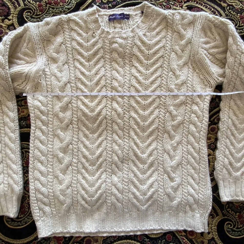 Ralph Lauren Purple Label Cashmere Cable Knit Fisherman Sweater. Made in Italy